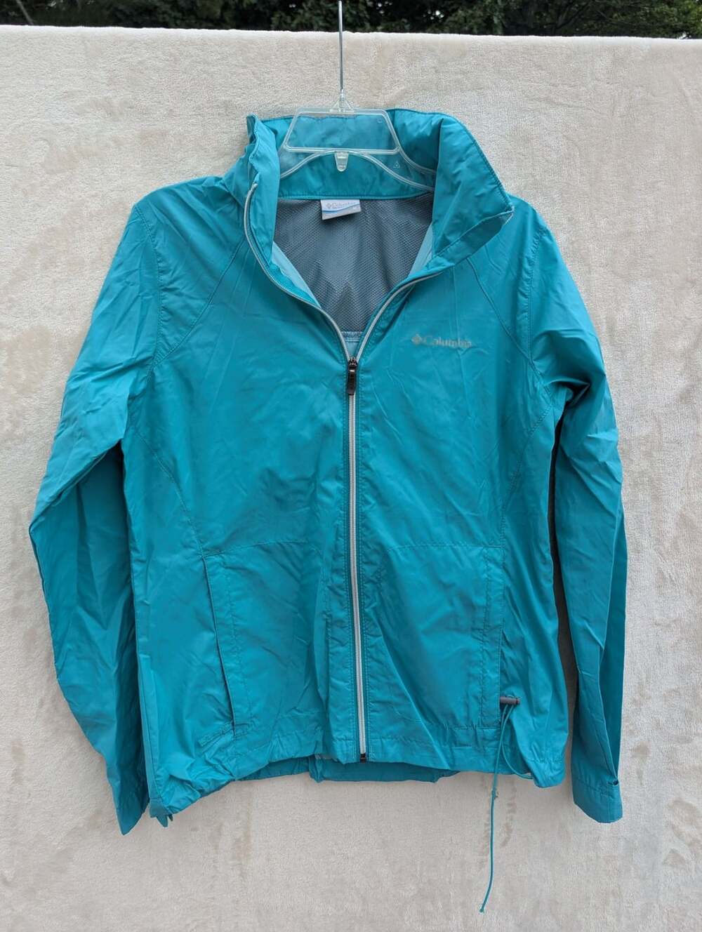 Columbia Women's Turquoise Lightweight Full Zip Windbreaker Jacket With Hood Siz